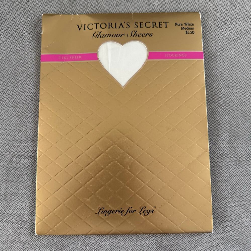 Vintage 1997 Victoria’s Secret Glamour Sheers Stockings White Medium NOS